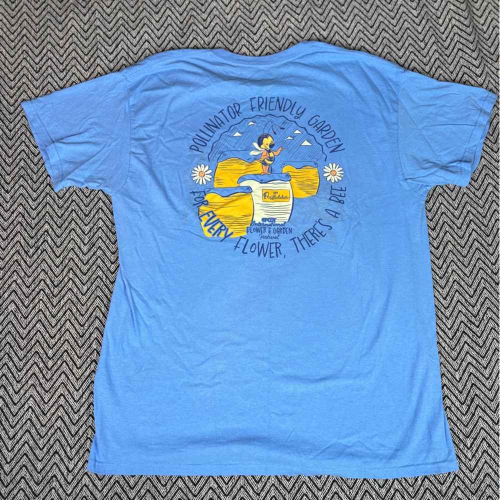 Disney Epcot Flower & Garden Festival Blue Pass-holder T-Shirt, Spike the Bee